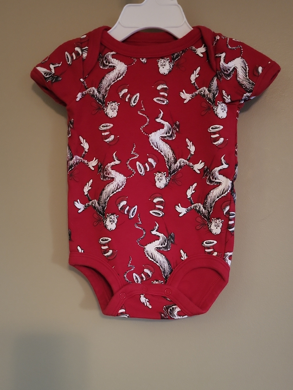 Dr Seuss Cat In The Hat red onesie/bodysuit